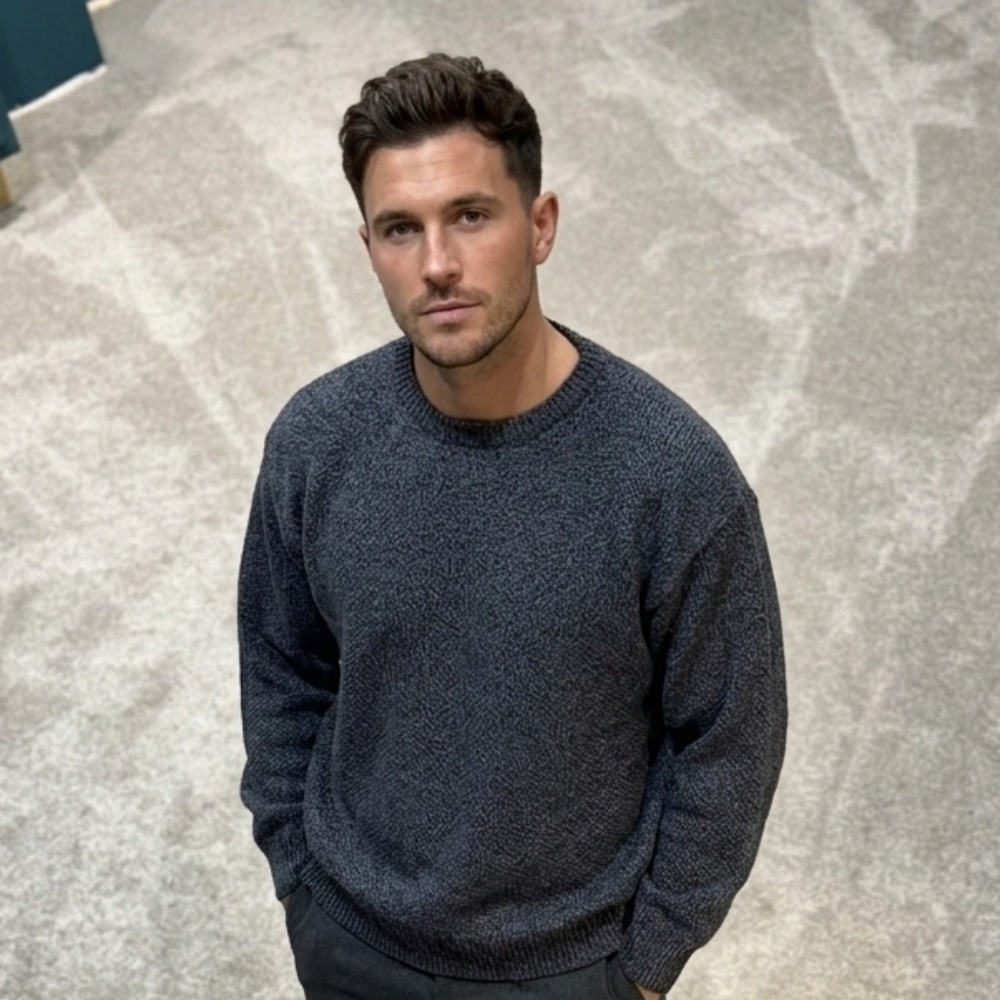 Vintage SEGRETO Italy Men's XL Textured Crewneck Sweater - Charcoal